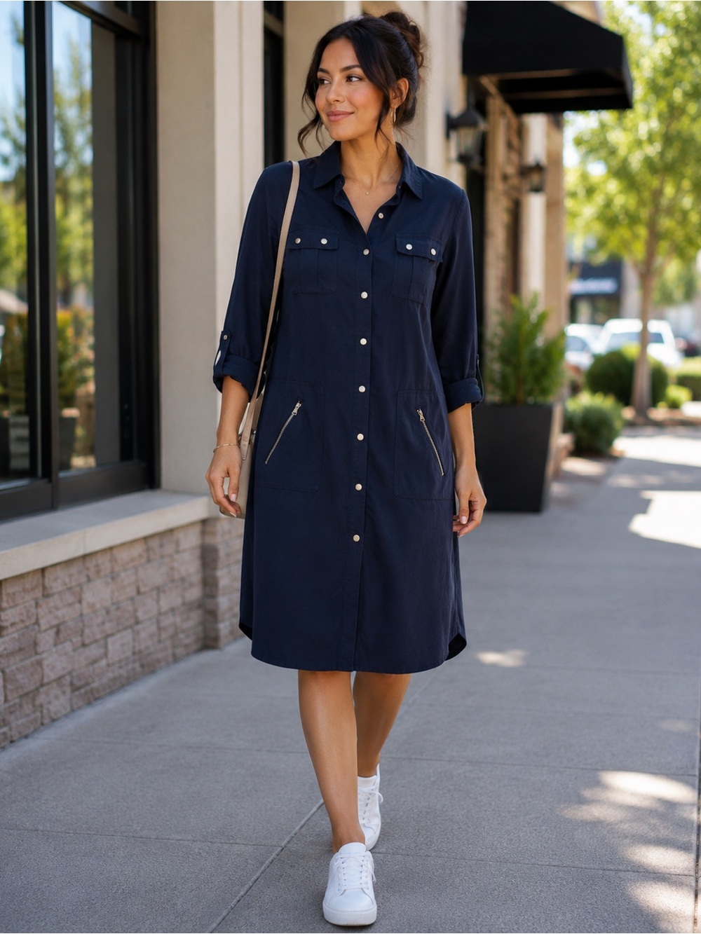 Zac & Rachel deep teal button down shirt dress